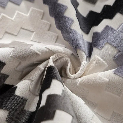 Geometric chenille flocking cushion cover grey & beige living room
