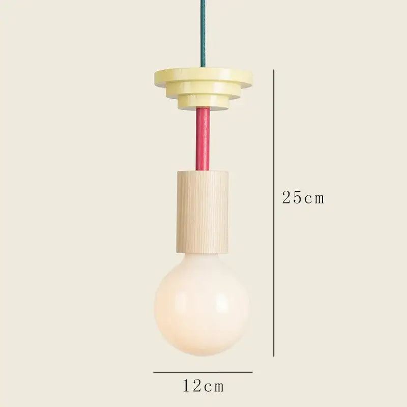 Geometric colorful wooden pendant light for bedroom decor