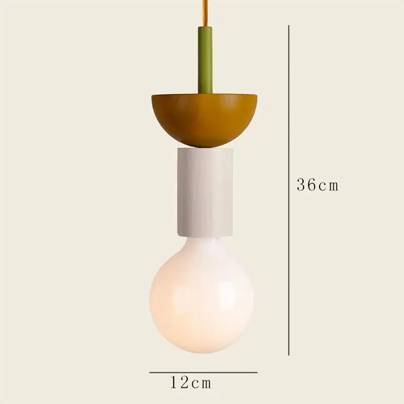 Geometric colorful wooden pendant light for bedroom decor