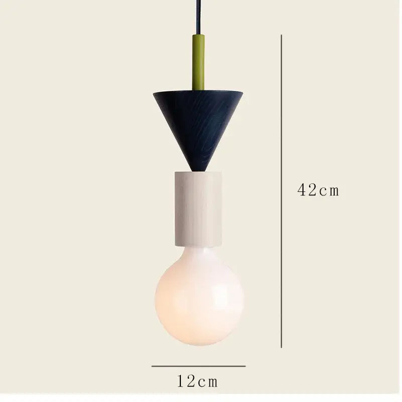 Geometric colorful wooden pendant light for bedroom decor