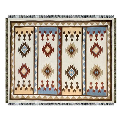 Geometric cotton knitted sofa blanket – living room throw
