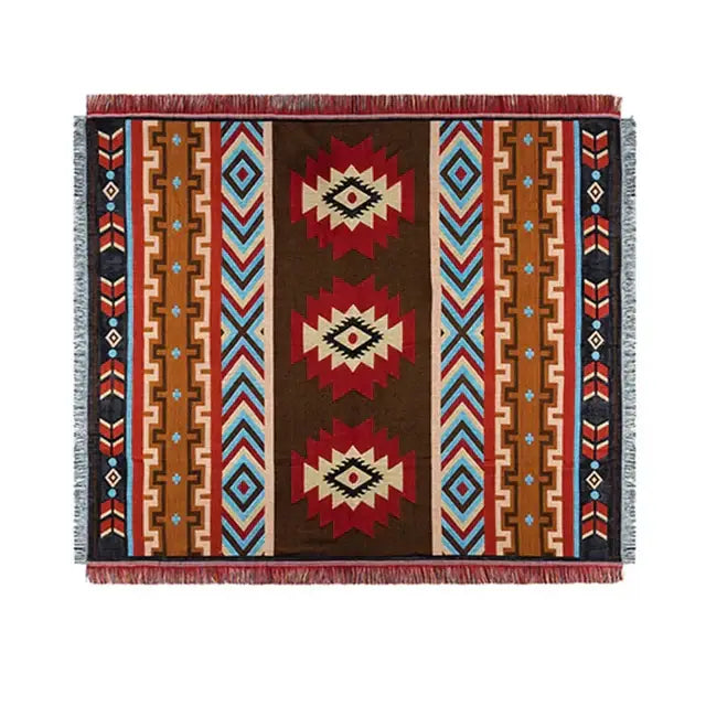 Geometric cotton knitted sofa blanket – living room throw