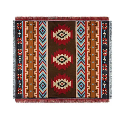 Geometric cotton knitted sofa blanket – living room throw