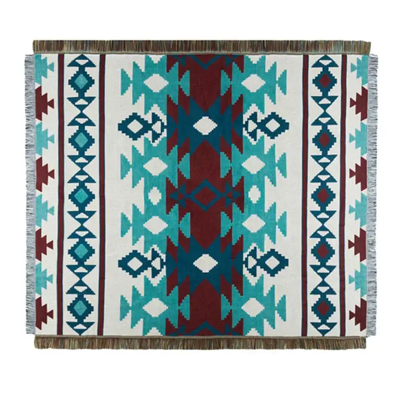 Geometric cotton knitted sofa blanket – living room throw