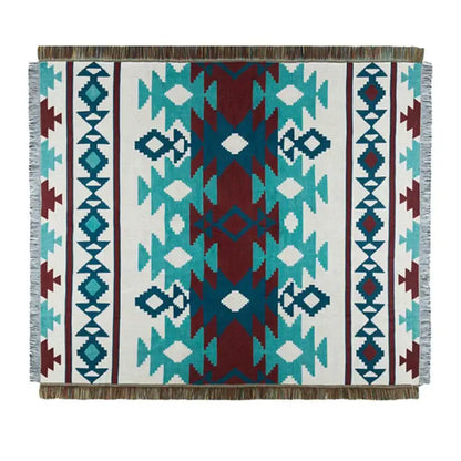 Geometric cotton knitted sofa blanket – living room throw