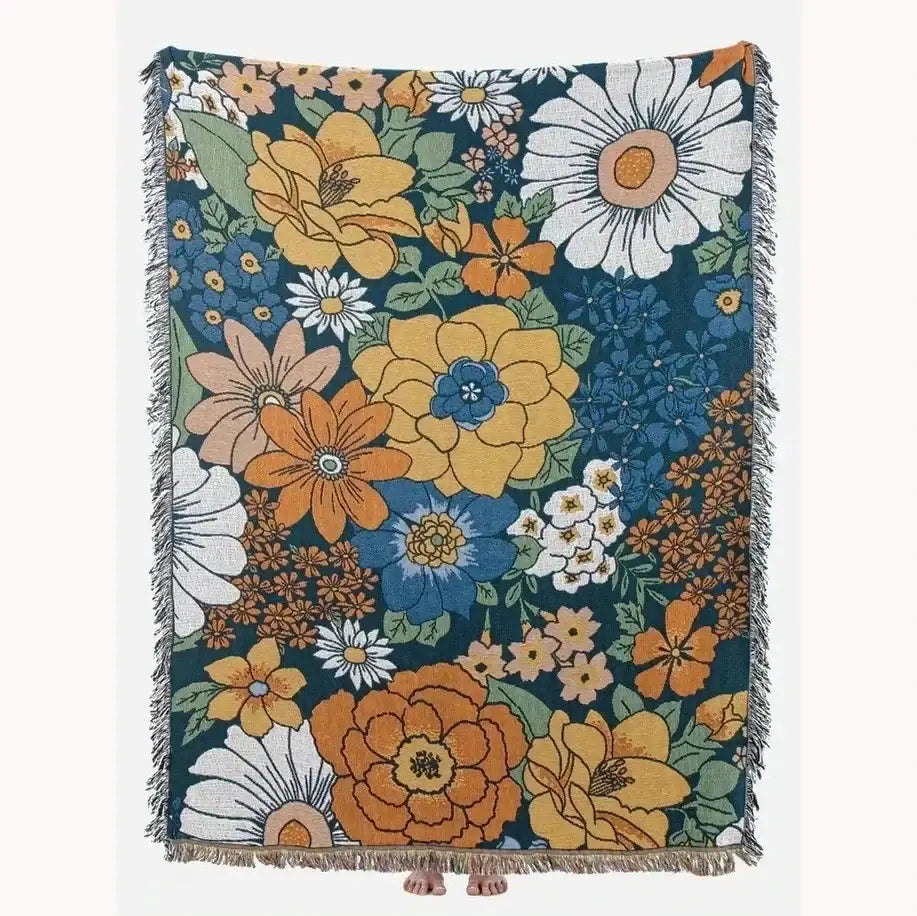 Geometric cotton knitted sofa blanket – living room throw
