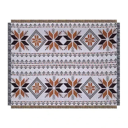 Geometric cotton knitted sofa blanket – living room throw