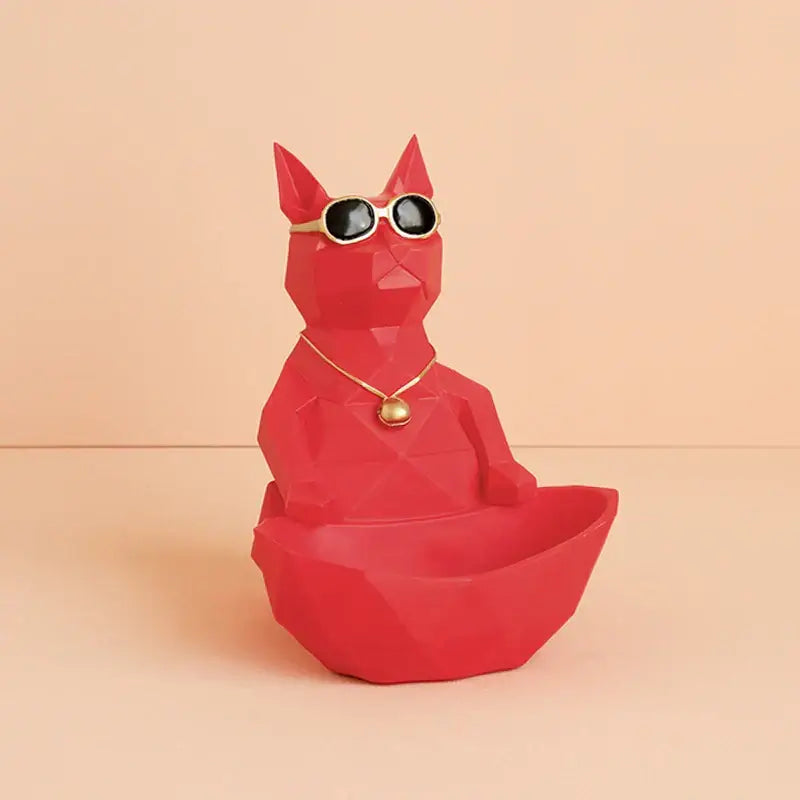 Geometric cream cool cat resin key holder living room bowl decor