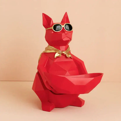 Geometric cream cool cat resin key holder living room bowl decor
