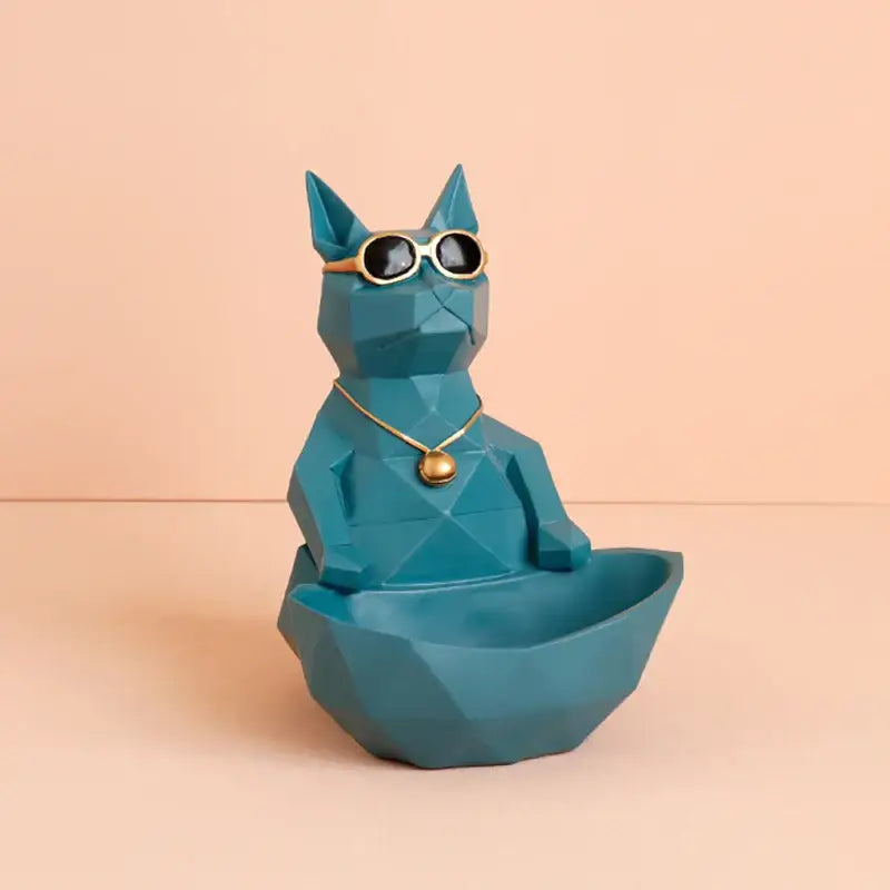 Geometric cream cool cat resin key holder living room bowl decor