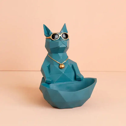 Geometric cream cool cat resin key holder living room bowl decor