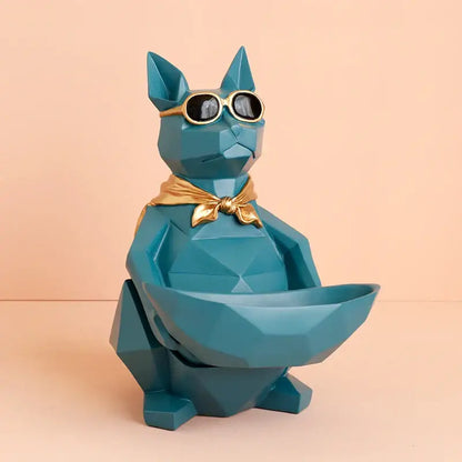Geometric cream cool cat resin key holder living room bowl decor