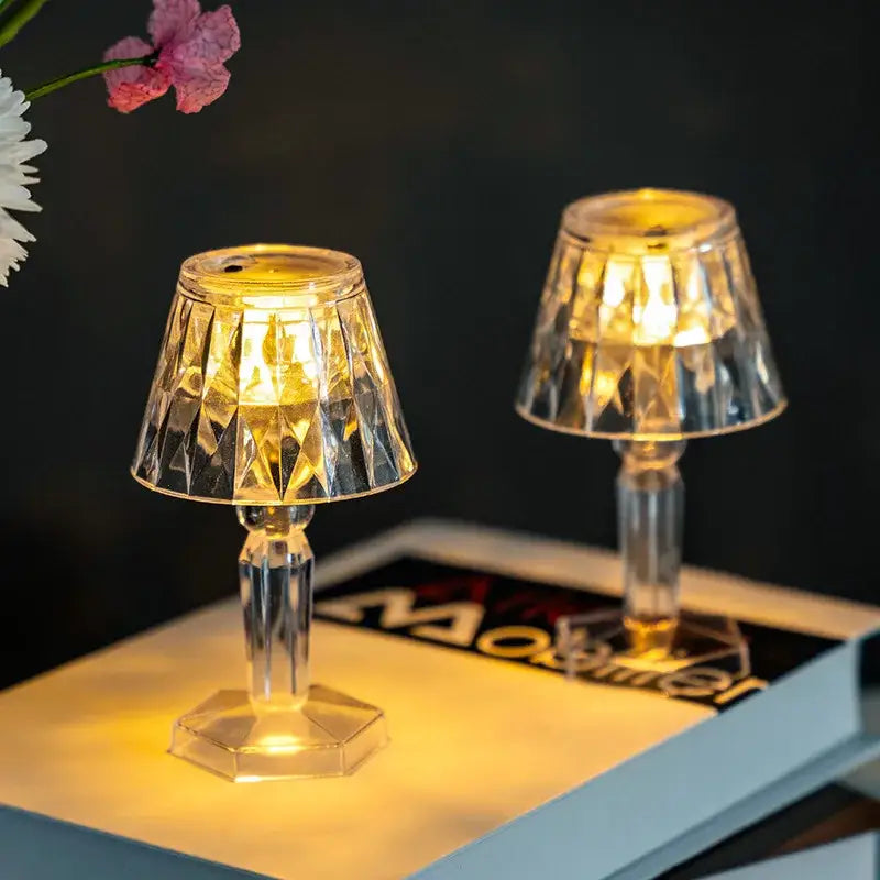 Geometric crystal diamond led night light for bedroom reading
