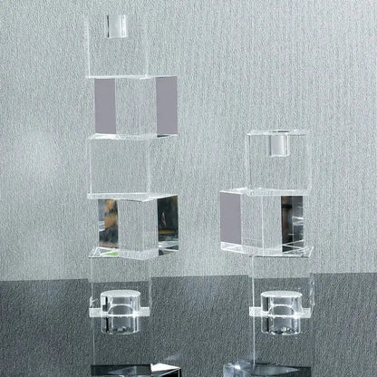 Geometric crystal glass candle holder living room cube decor