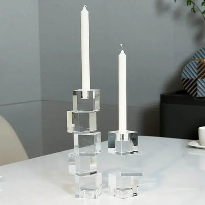 Geometric crystal glass candle holder living room cube decor