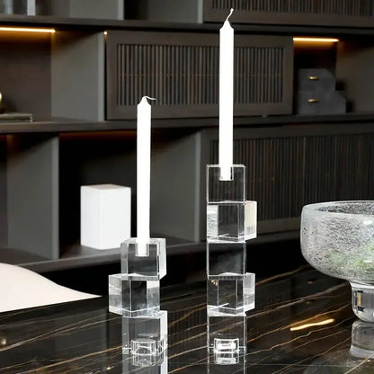 Geometric crystal glass candle holder living room cube decor