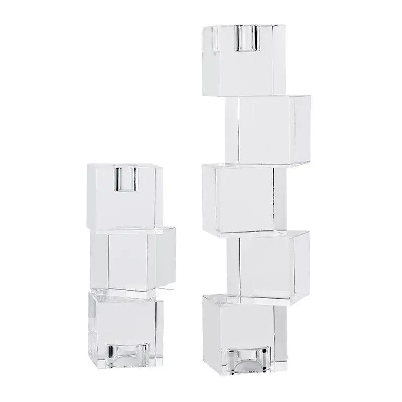 Geometric crystal glass candle holder living room cube decor