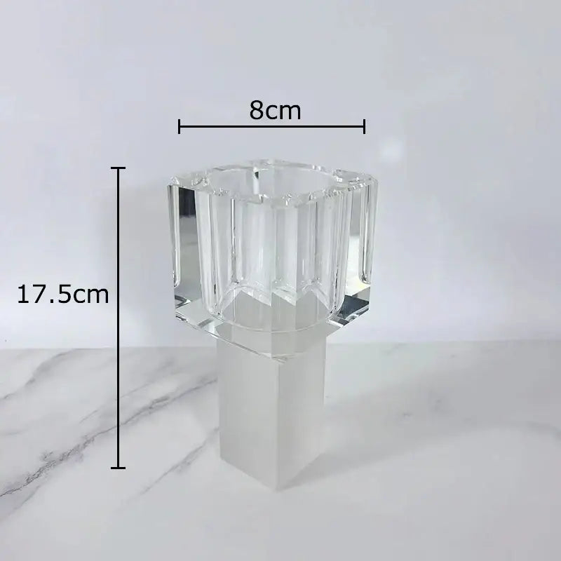 Geometric crystal glass vase with artificial flowers living room decor