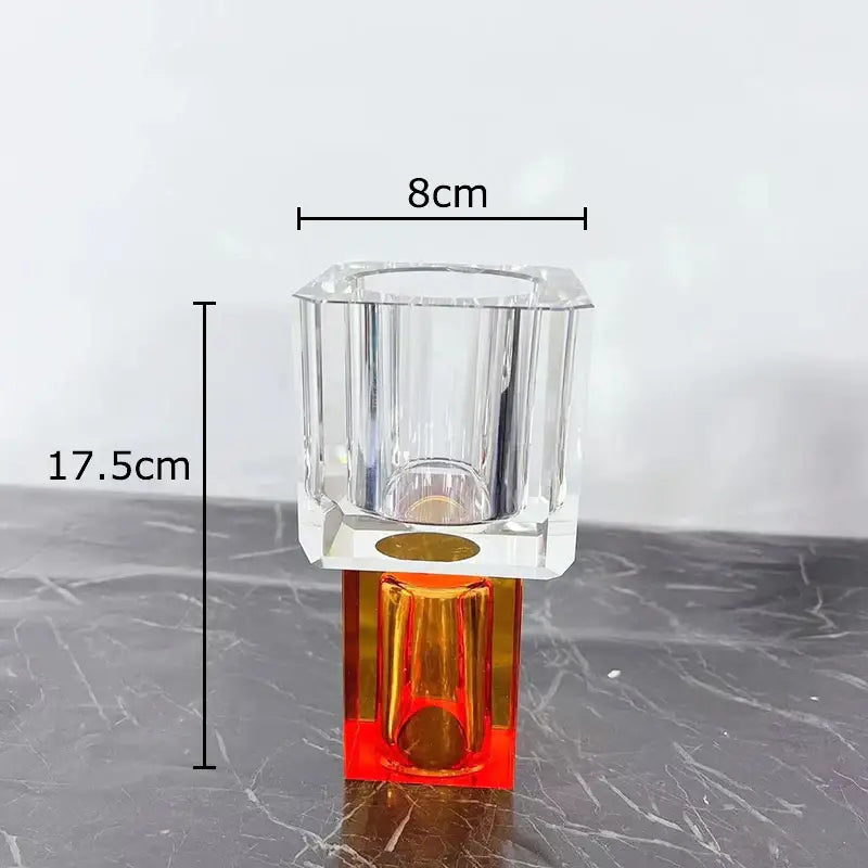 Geometric crystal glass vase with artificial flowers living room decor