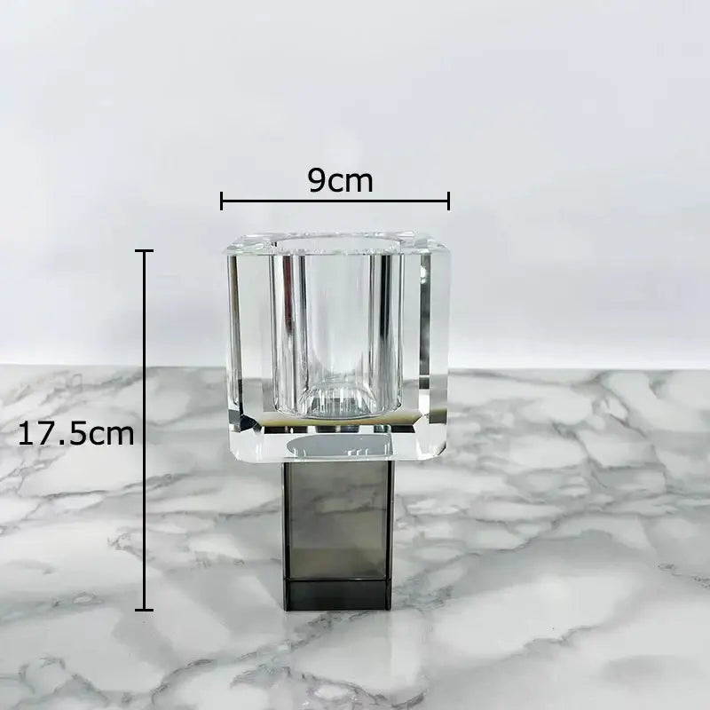 Geometric crystal glass vase with artificial flowers living room decor