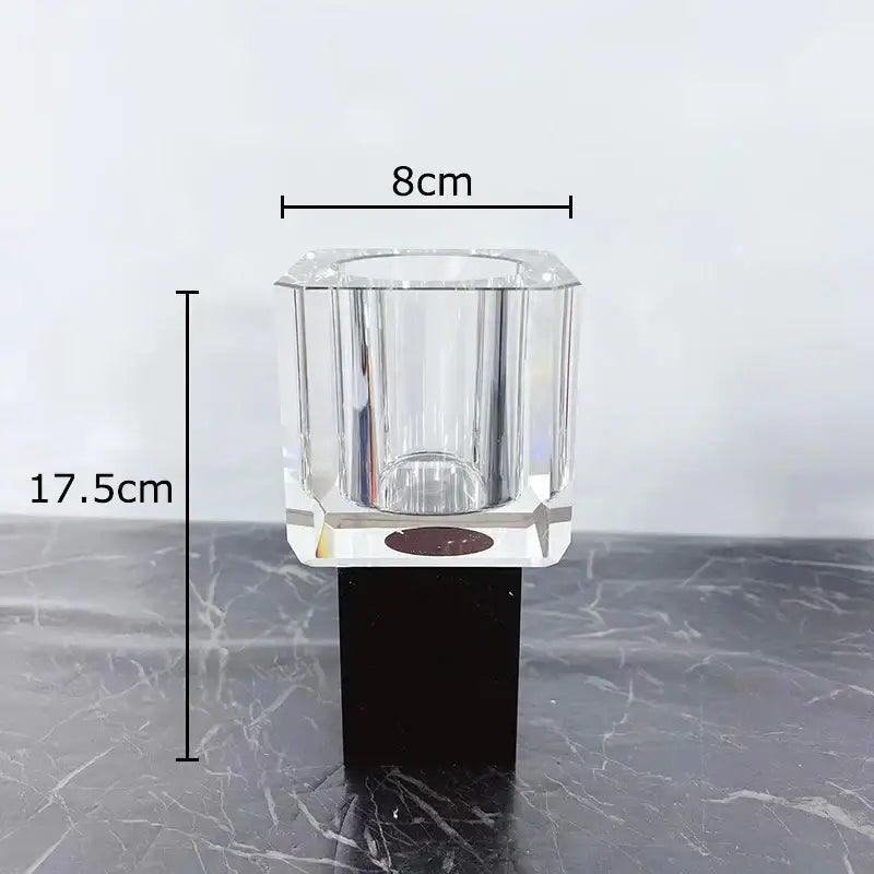Geometric crystal glass vase with artificial flowers living room decor