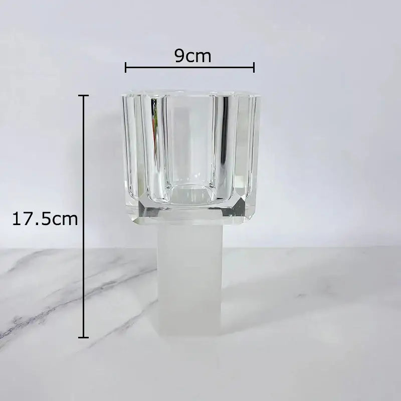Geometric crystal glass vase with artificial flowers living room decor