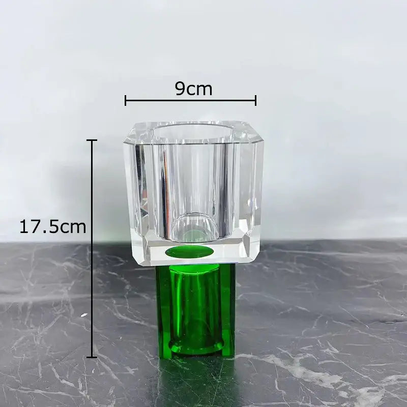 Geometric crystal glass vase with artificial flowers living room decor