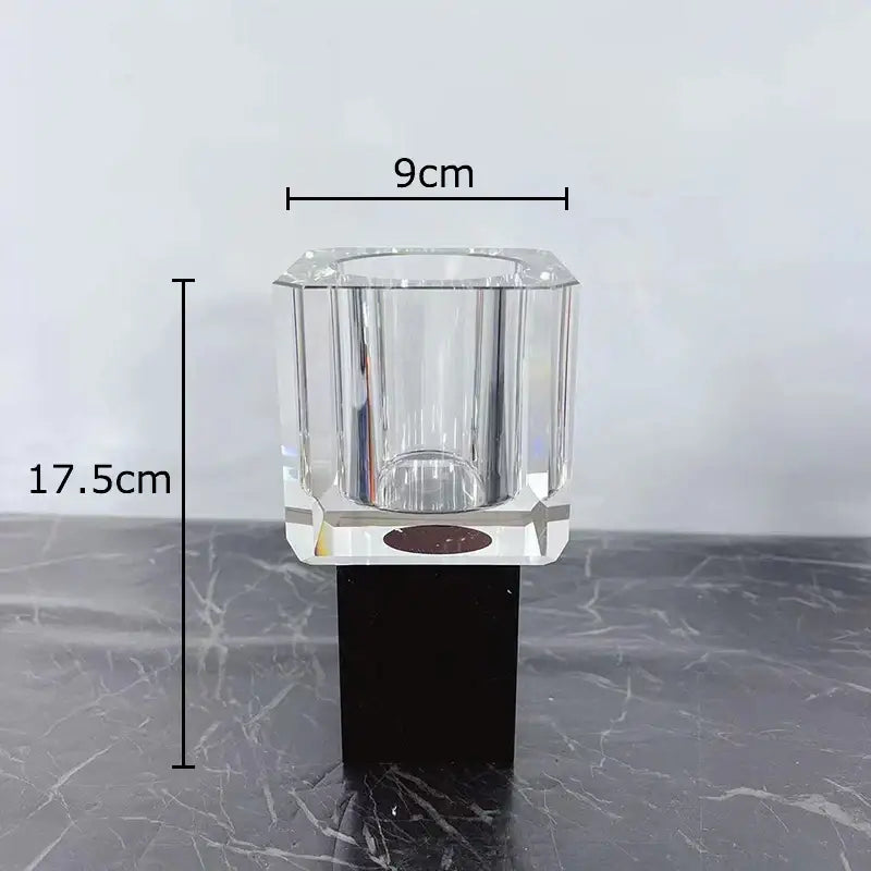 Geometric crystal glass vase with artificial flowers living room decor