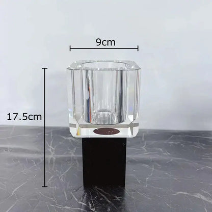 Geometric crystal glass vase with artificial flowers living room decor