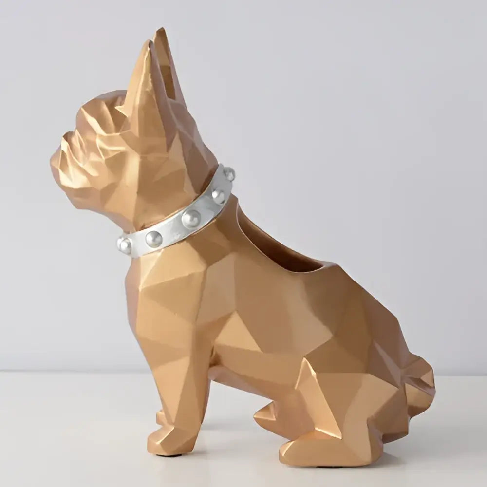 Geometric dark blue dog resin pen holder desk organizer office accessory