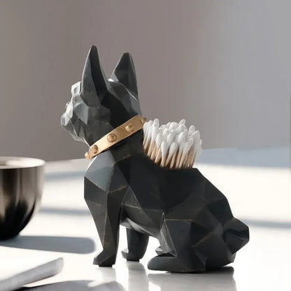 Geometric dark blue dog resin pen holder desk organizer office accessory