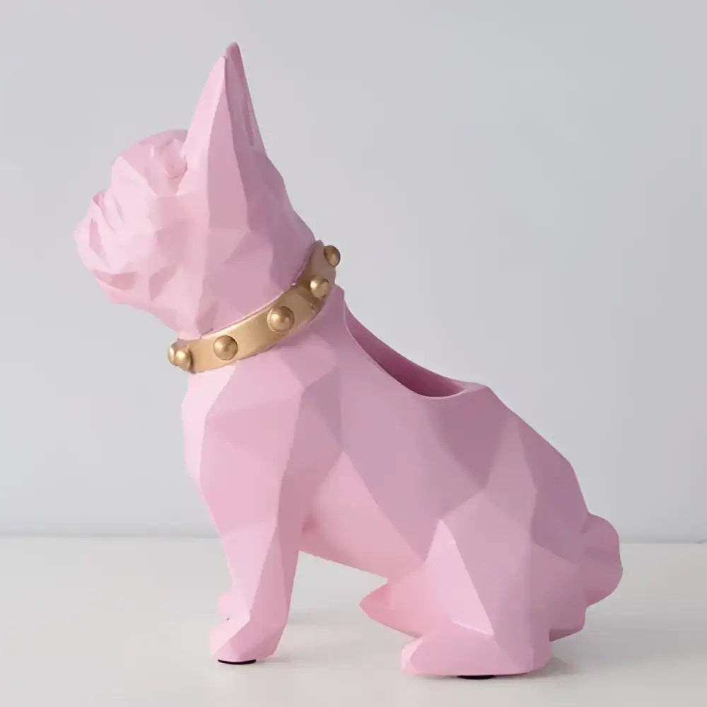 Geometric dark blue dog resin pen holder desk organizer office accessory