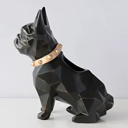 Geometric dark blue dog resin pen holder desk organizer office accessory