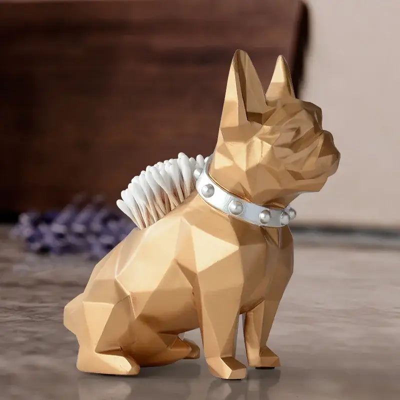 Geometric dark blue dog resin pen holder desk organizer office accessory