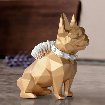 Geometric dark blue dog resin pen holder desk organizer office accessory
