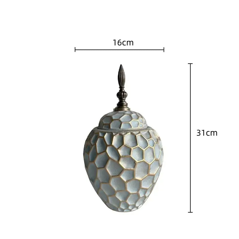 Geometric diamond check gray ceramic vase living room decor