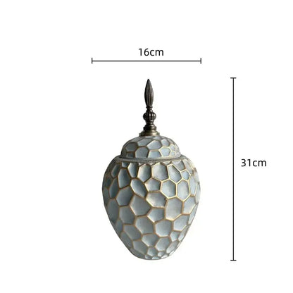 Geometric diamond check gray ceramic vase living room decor