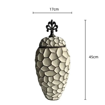 Geometric diamond check gray ceramic vase living room decor