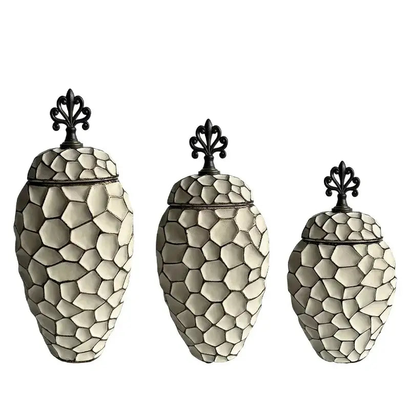 Geometric diamond check gray ceramic vase living room decor
