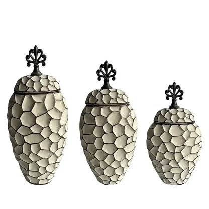 Geometric diamond check gray ceramic vase living room decor