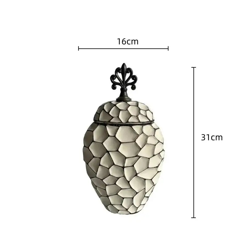 Geometric diamond check gray ceramic vase living room decor