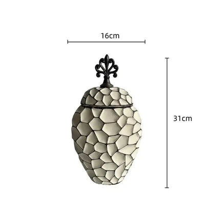Geometric diamond check gray ceramic vase living room decor