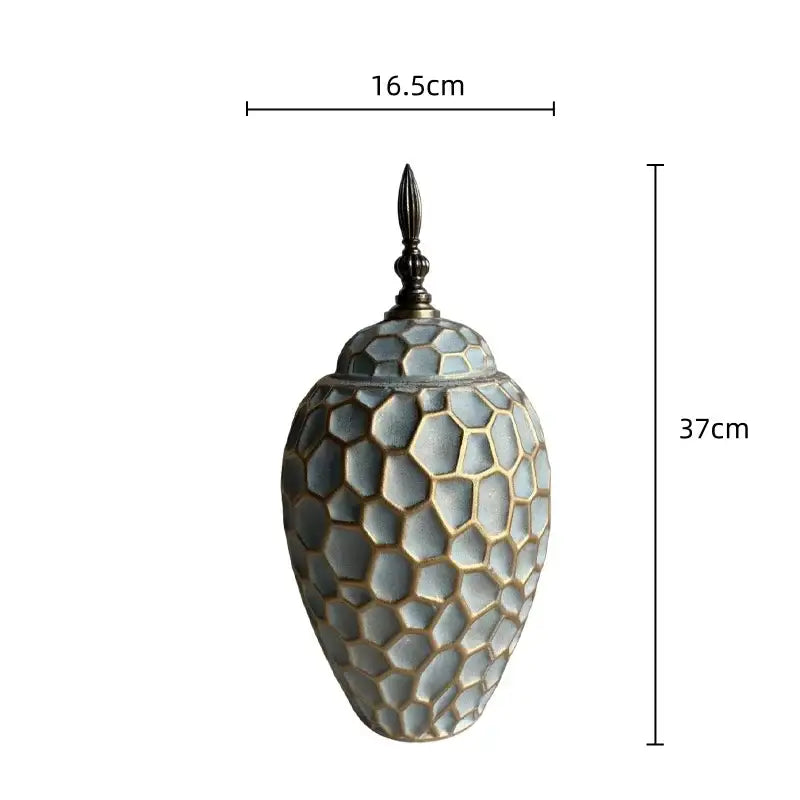 Geometric diamond check gray ceramic vase living room decor