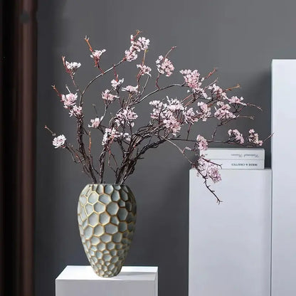 Geometric diamond check gray ceramic vase living room decor