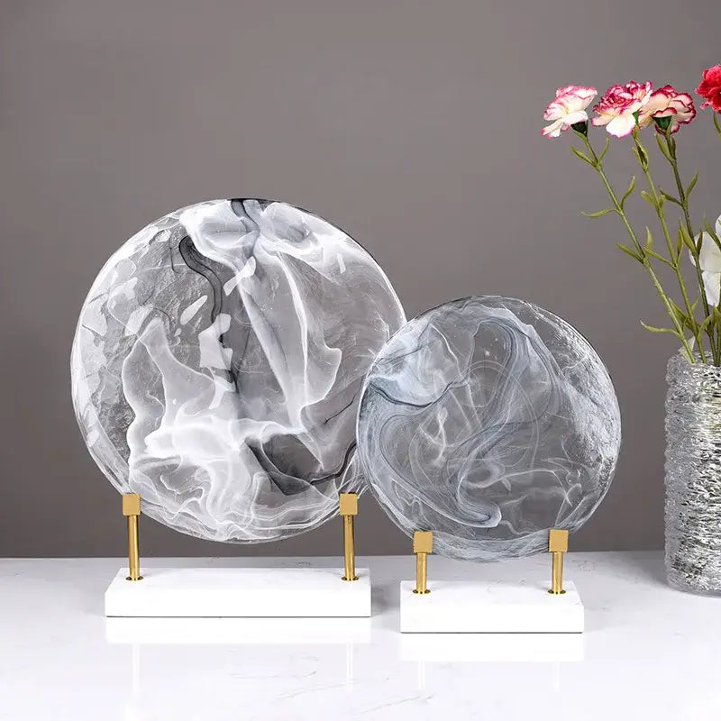 Geometric disk marble clear glass orbs living room decor figurines