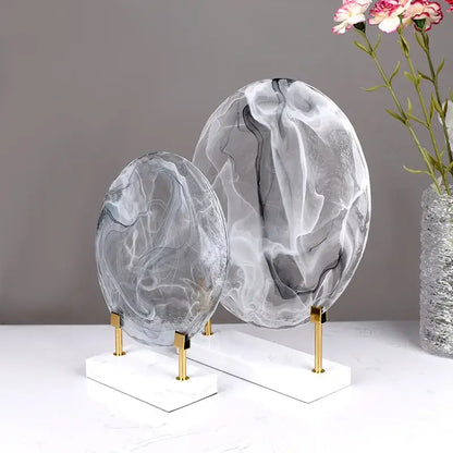 Geometric disk marble clear glass orbs living room decor figurines