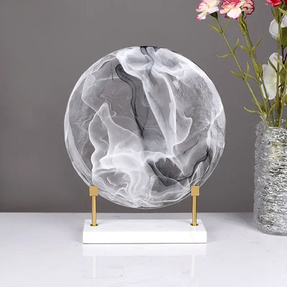 Geometric disk marble clear glass orbs living room decor figurines
