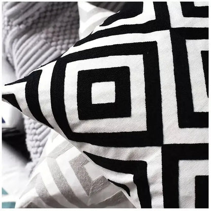 Geometric embroidered cushion cover set – living room pillows