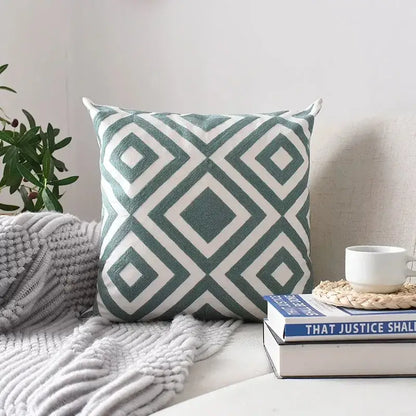 Geometric embroidered cushion cover set – living room pillows