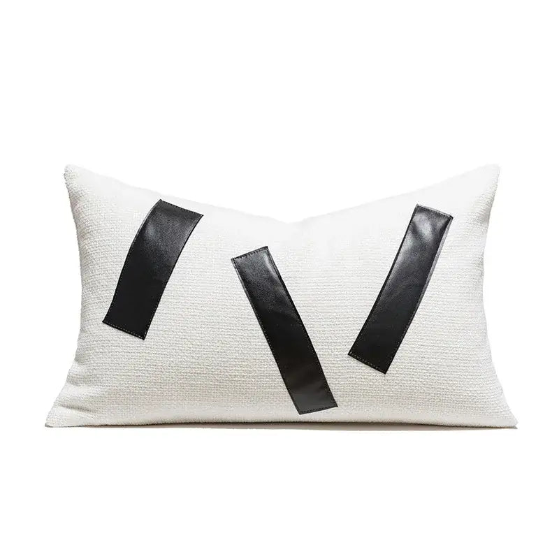 Geometric embroidered cushion cover with tufted tassels bedroom decor